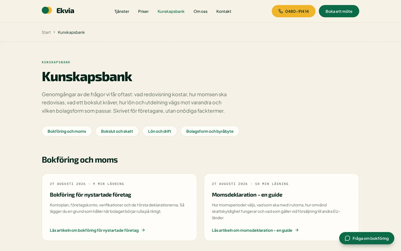 Ekvias kunskapsbank med artiklar om pris, byråbyte och utdelning