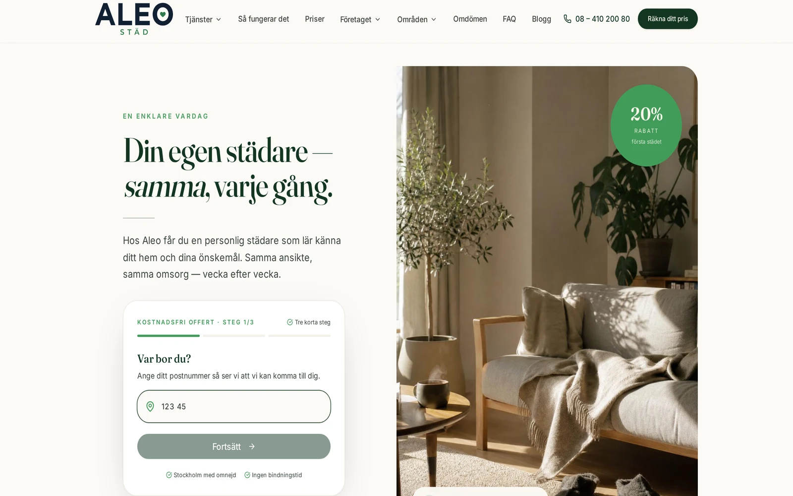 Case: Aleo Städ — homepage